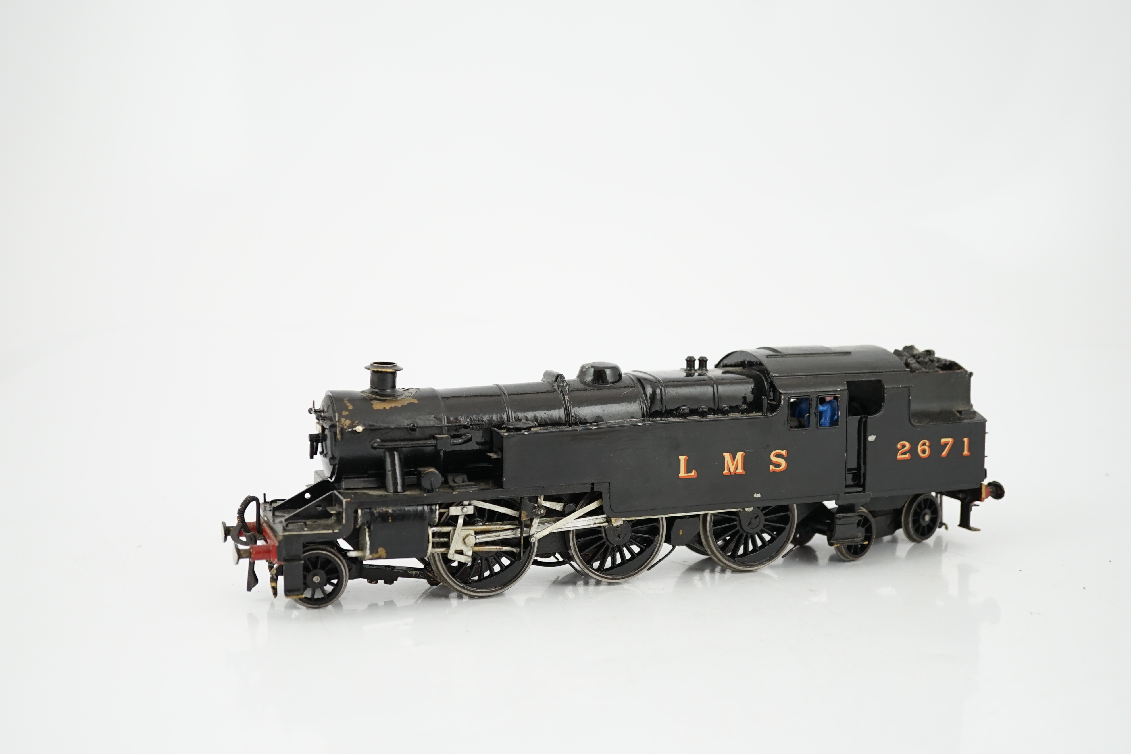 A brass kit-built LMS 2-6-4T Stanier Tank locomotive, 2671, for 2-rail running, in unlined black livery, with some detailing, sprung buffers, etc.